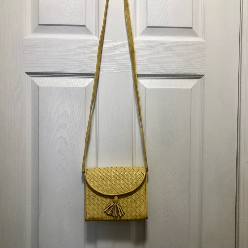 VINTAGE Talbots Yellow Woven Crossbody Bag / Clutch Spring / Summer Cottagecore - Picture 4 of 14